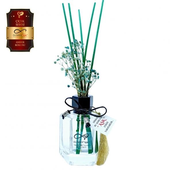 Aşk-ı Sermest Toptan Ölümsüz Aşk Çiçek Serisi Amber Kokulu 120 ml Köşeli Şişe Bambu Çubuklu Ortam Kokusu Reed Diffuser Oda Kokusu