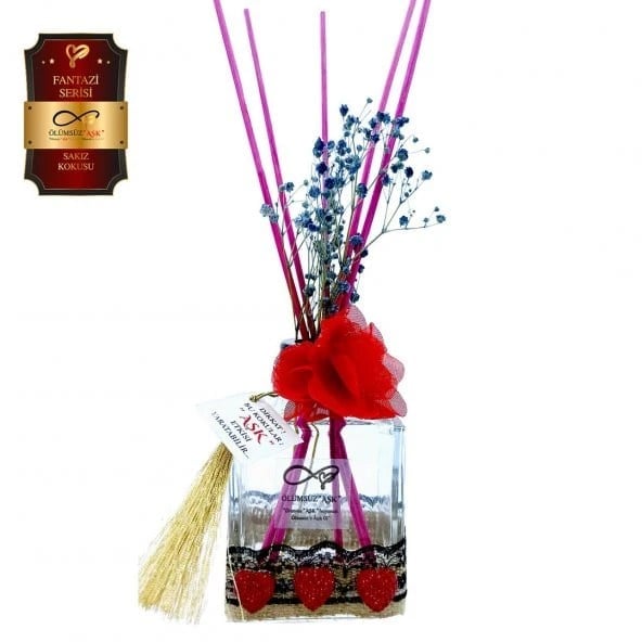 Aşk-ı Sermest Toptan Ölümsüz Aşk Fantazi Serisi Sakız Kokulu 10 x 200 ml küp Şişe Bambu Çubuklu Ortam Kokusu Reed Diffuser Oda Kokusu