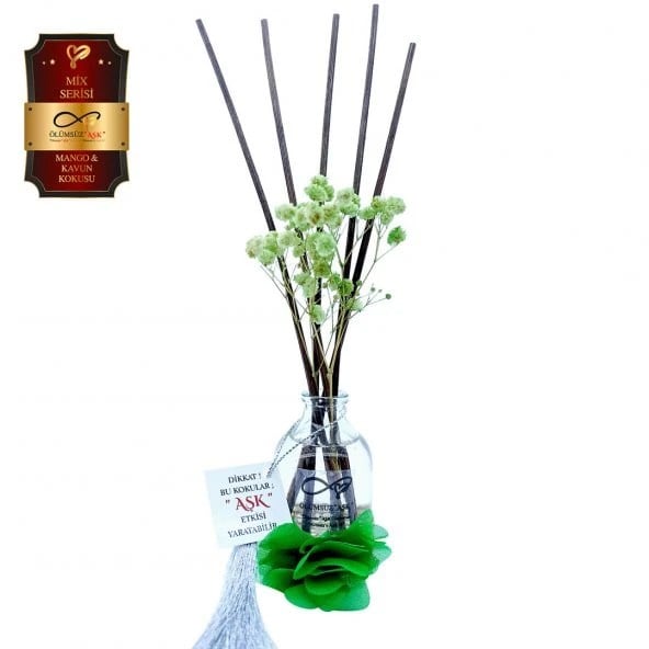 Aşk-ı Sermest Toptan Ölümsüz Aşk Mix Serisi Mango & Kavun Kokulu 10 x 50 ml Oval Şişe Bambu Çubuklu Ortam Kokusu Reed Diffuser Oda Kokusu