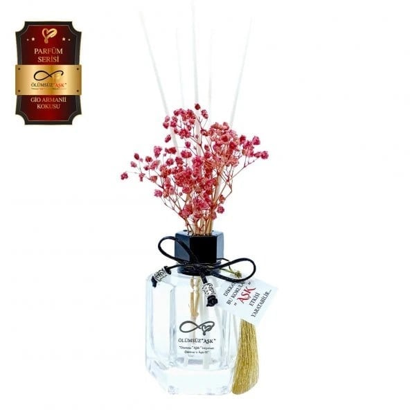 Aşk-ı Sermest Toptan Ölümsüz Aşk Parfüm Serisi Gioo Armanii Kokulu 5 x 120 ml Köşeli Şişe Bambu Çubuklu Ortam Kokusu Reed Diffuser Oda Kokusu
