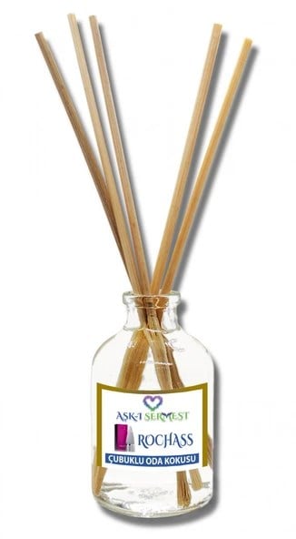 Aşk-ı Sermest Toptan Rochass Çiçek Aromalı Bambu Çubuklu Oda Kokusu Reed Diffuser Ortam Kokusu Parfüm, Oval Şişe, 100 mL, 5 Adet