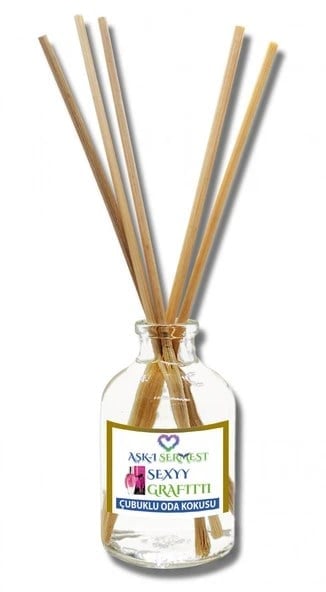Aşk-ı Sermest Toptan Sexyy Grafitti Çiçek Aromalı Bambu Çubuklu Oda Kokusu Reed Diffuser Ortam Kokusu Parfüm, Oval Şişe, 100 mL, 5 Ad