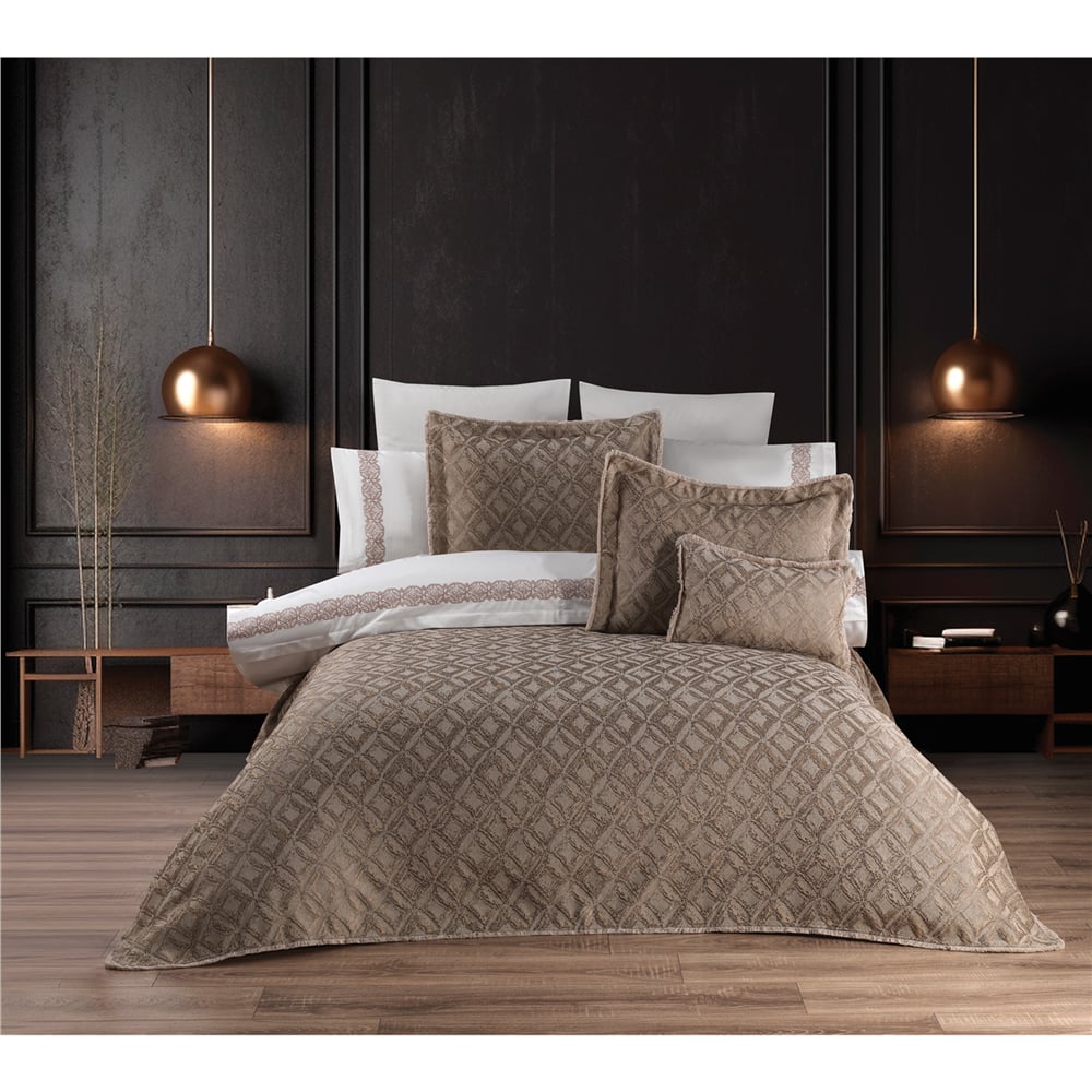 Cotton House Mocha Yatak Örtülü Çift Kişilik Nevresim Takımı