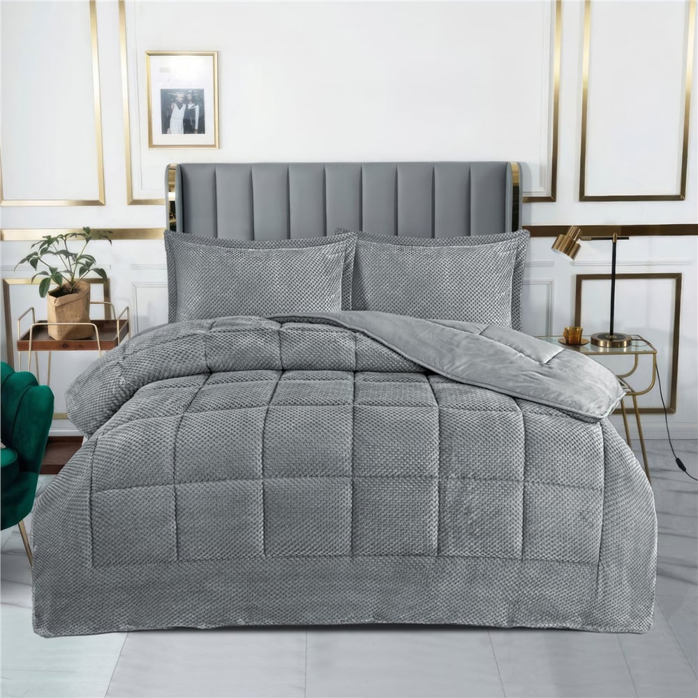 Dainty Home Carmen Çift Kişilik Gri Yatak Örtüsü