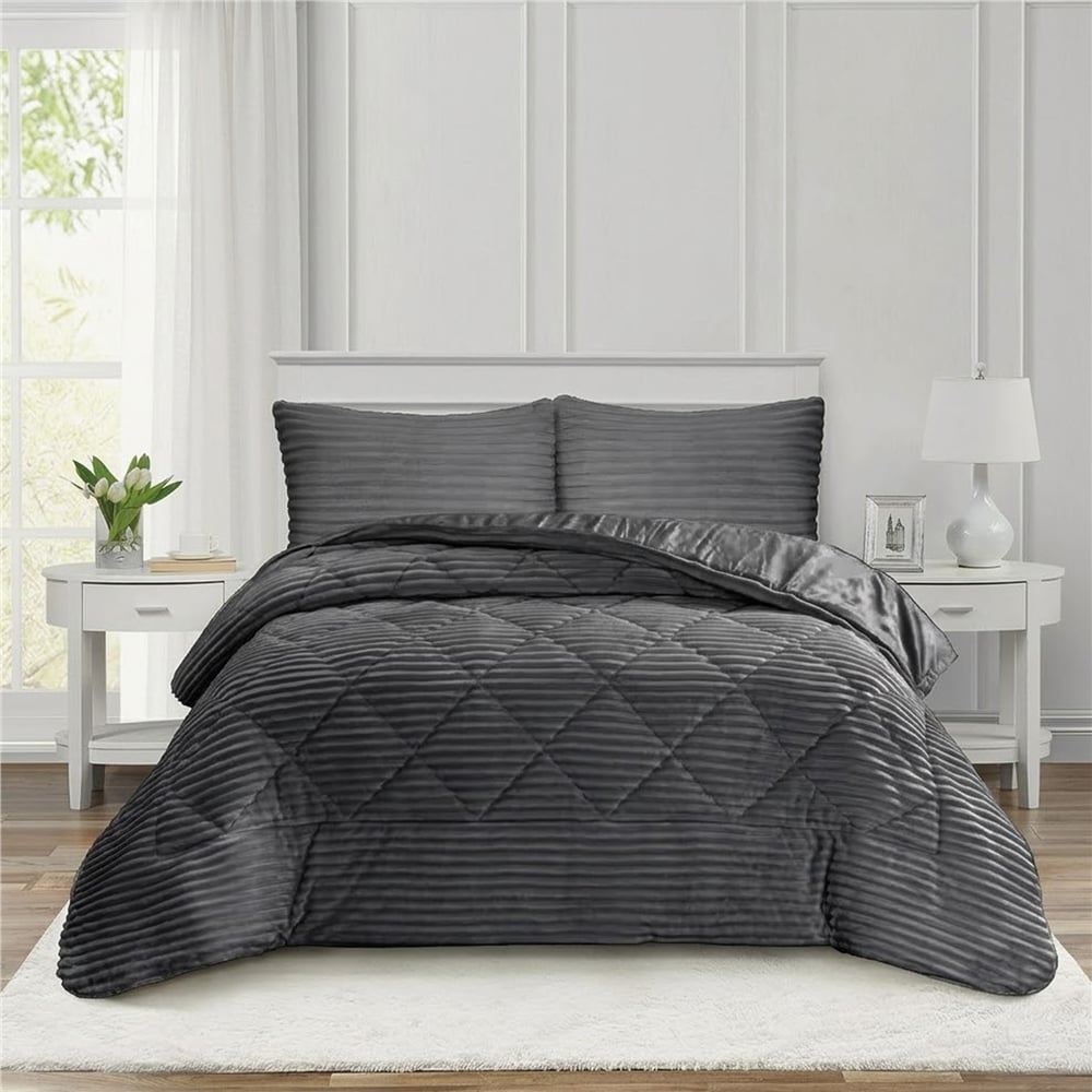 Dainty Home Destina Çift Kişilik Antrasit Yatak Örtüsü