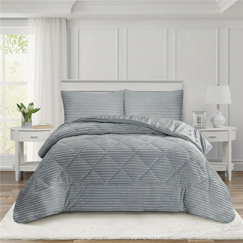 Dainty Home Destina Çift Kişilik Gri Yatak Örtüsü