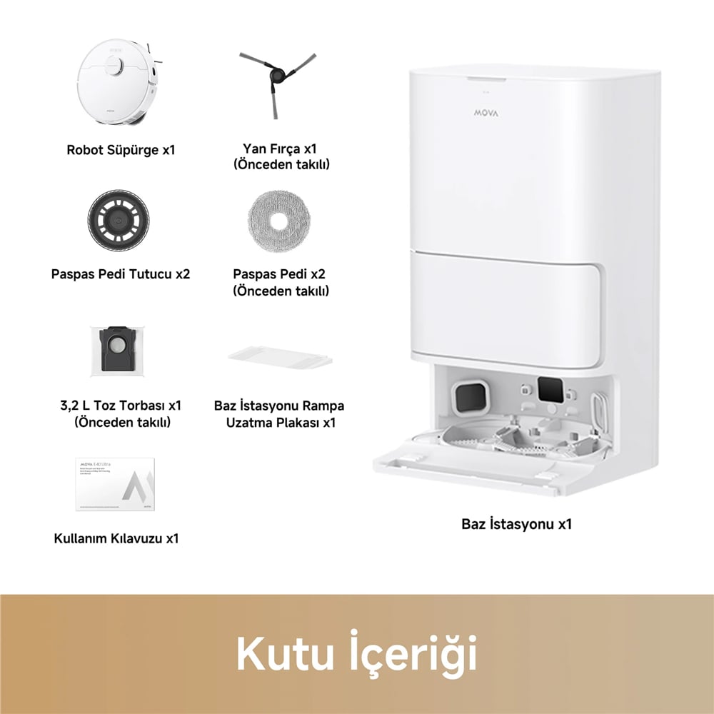 Mova E40 Ultra Robot Süpürge Beyaz