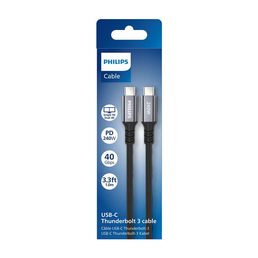 Philips Usb-Cto C PD240W, Thunerbolt3, Usb3.2,1M Şarj Kablosu