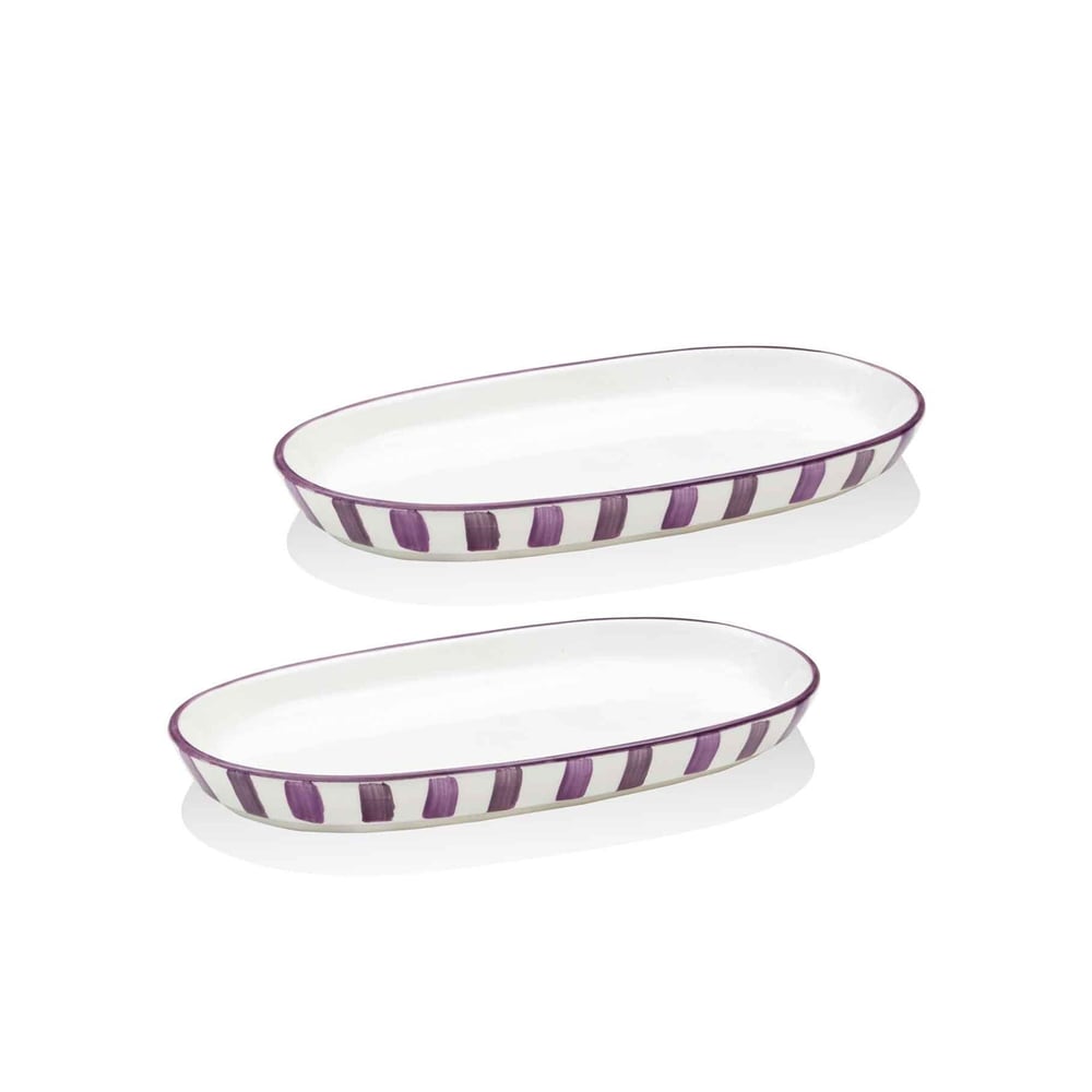 The Mia Joy Oval Servis Tabağı 2li Set Mor