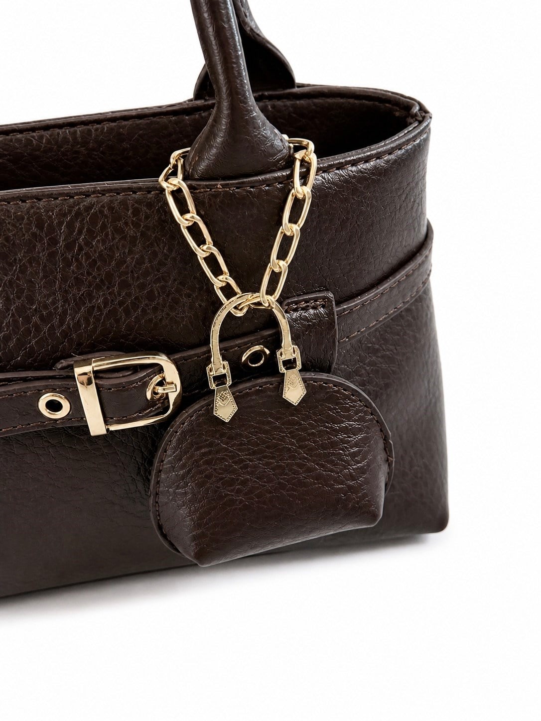 Aura Cüzdan Charm Detaylı Çapraz Çanta Acı Kahve 