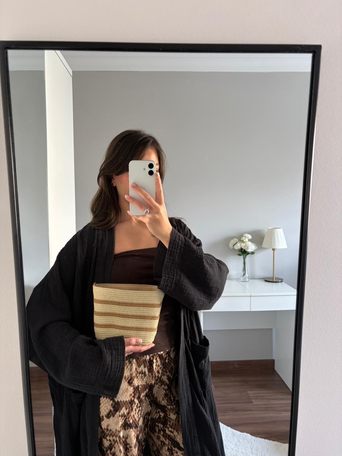Bali Hasır Omuz ve Çapraz Çanta Taba