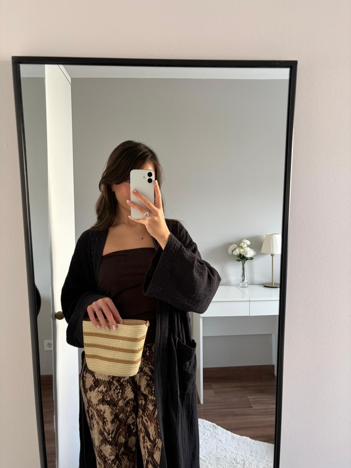 Bali Hasır Omuz ve Çapraz Çanta Taba