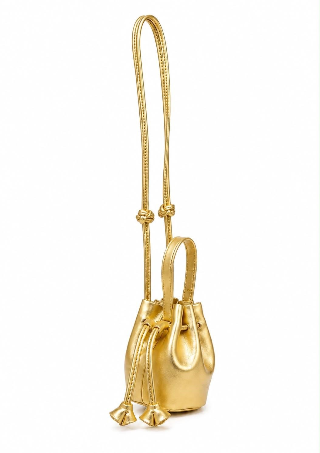 Coco Büzgülü Mini Kadın Çapraz Çanta Gold 