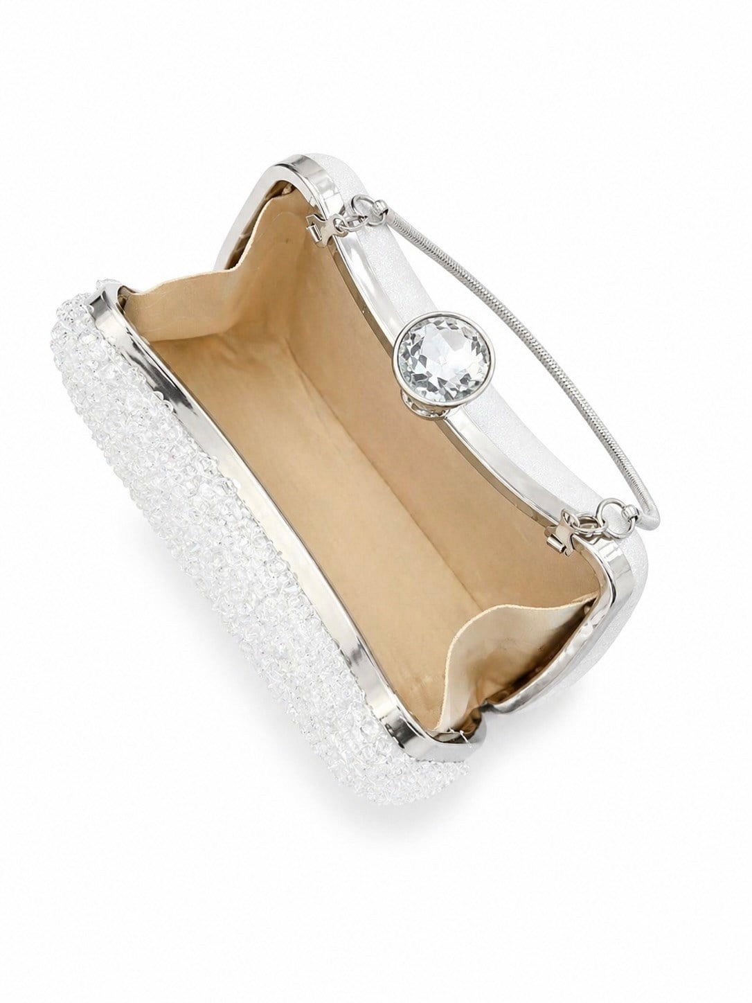 Diamond Işıltılı Clutch Abiye Çanta Beyaz
