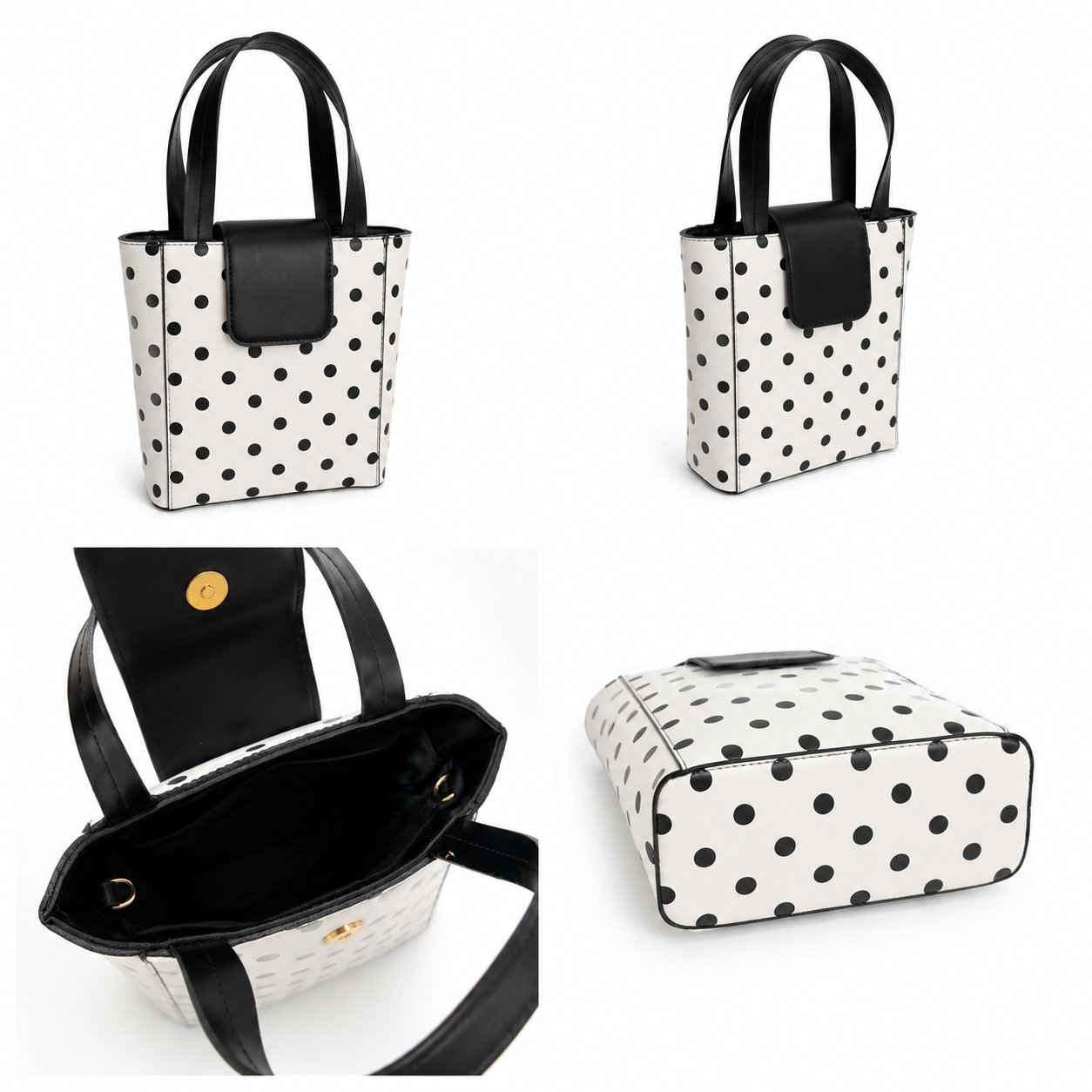 Dotty Puantiye Detaylı El, Omuz ve Çapraz Çanta
