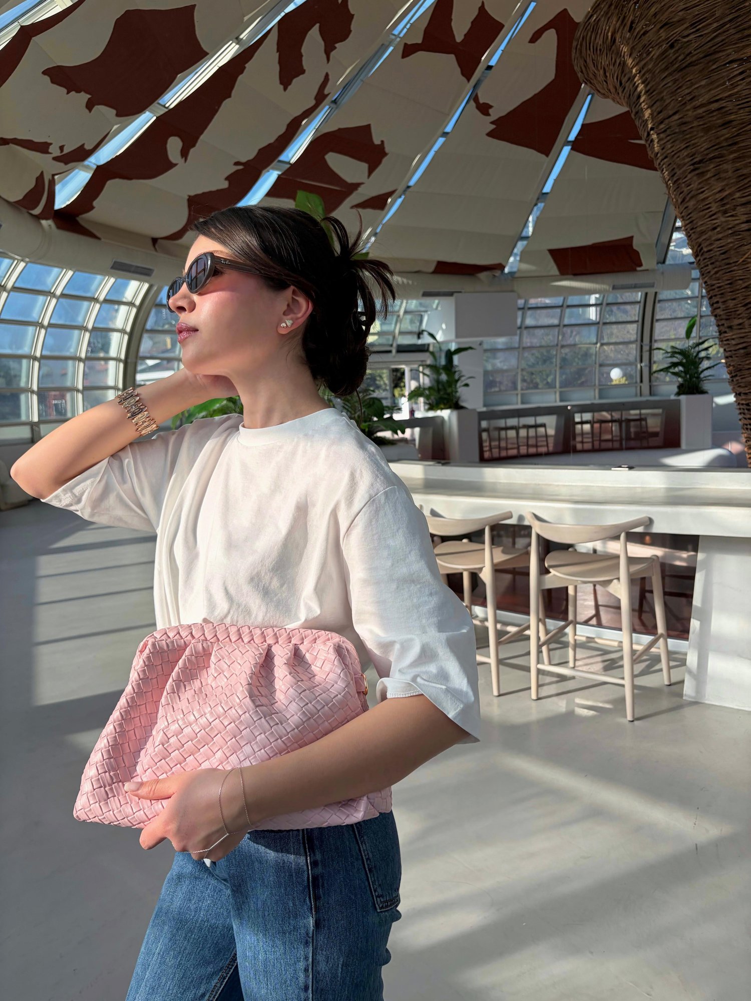 Glow Örgü Detaylı Çapraz Çanta Pudra