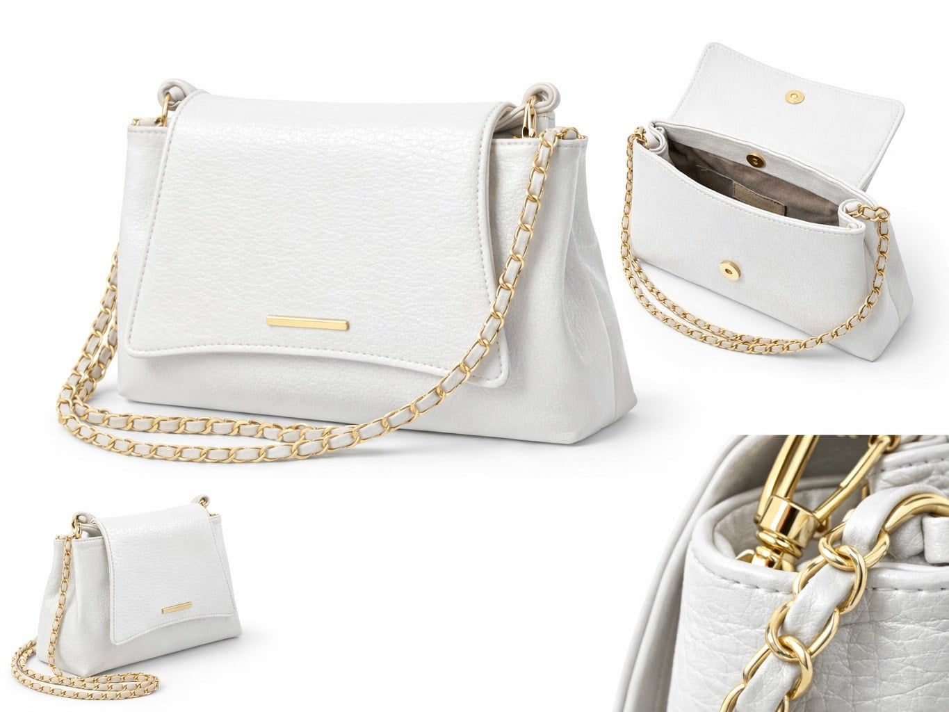 Lorea Zincir Askılı Kadın Omuz ve Clutch Çanta Beyaz