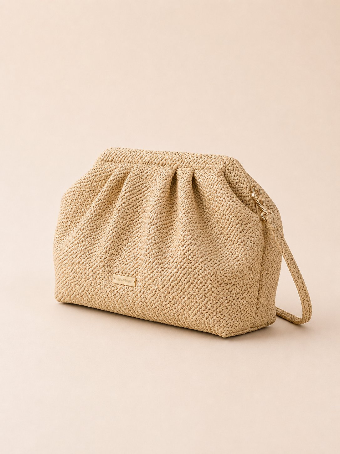 Milano Hasır Görünümlü Deri Kadın Clutch Çanta