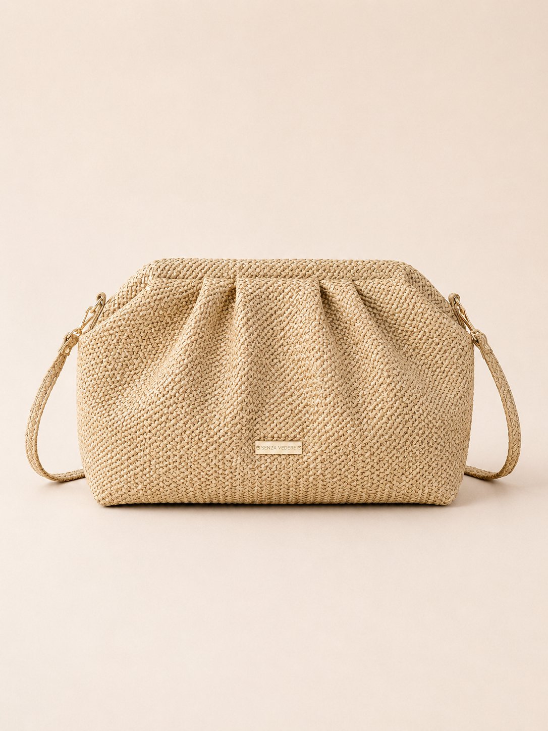 Milano Hasır Görünümlü Deri Kadın Clutch Çanta