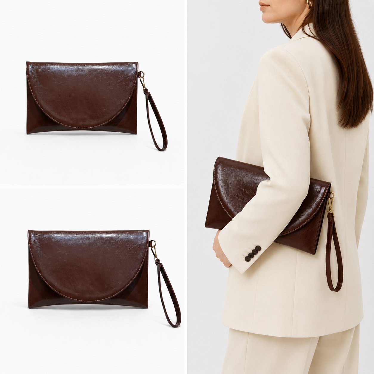 Muse Kadın Clutch Çanta Acı Kahve
