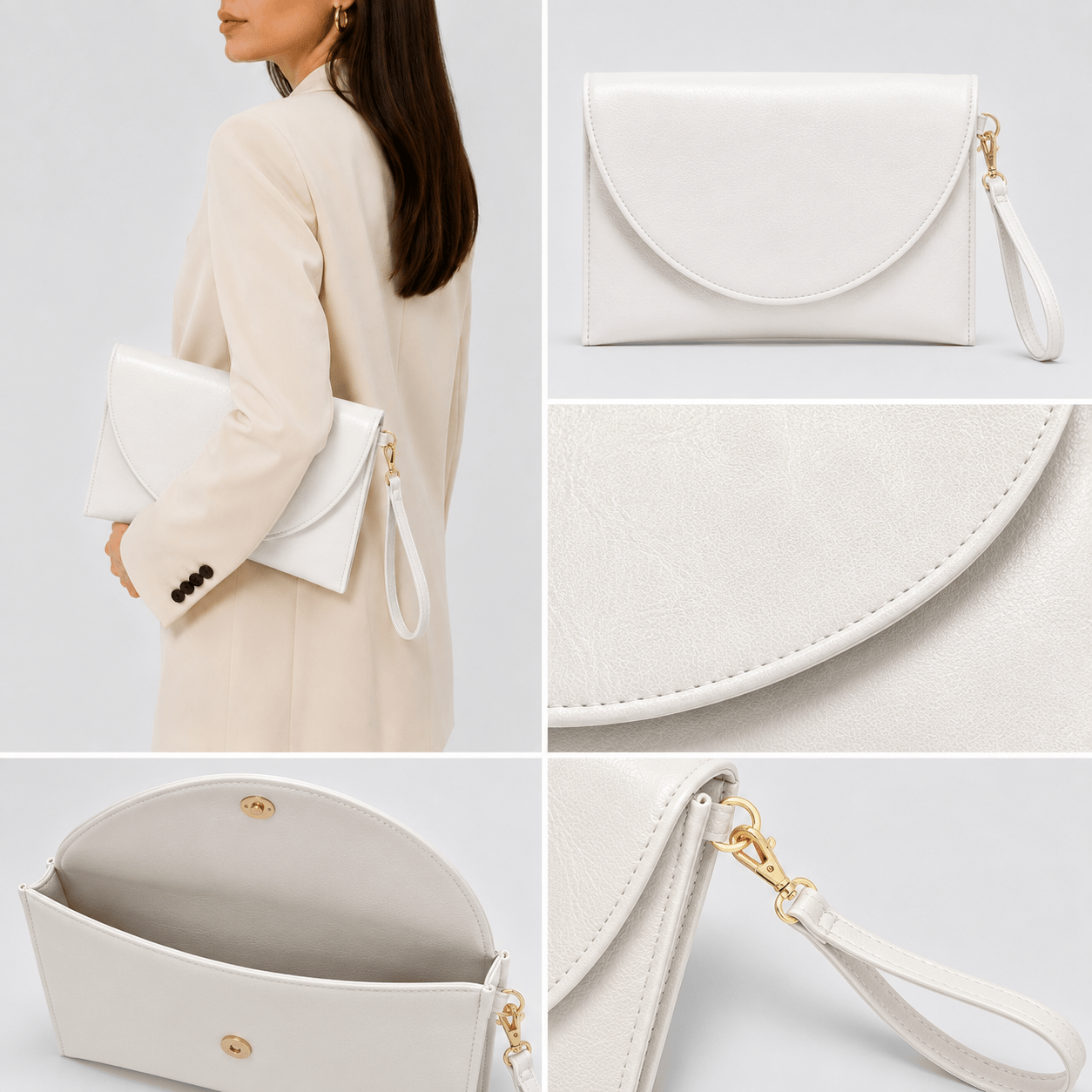 Muse Kadın Clutch Çanta Beyaz