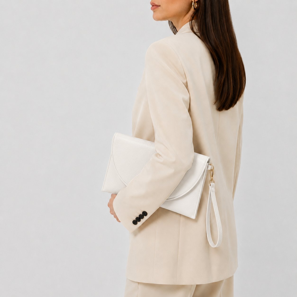 Muse Kadın Clutch Çanta Beyaz