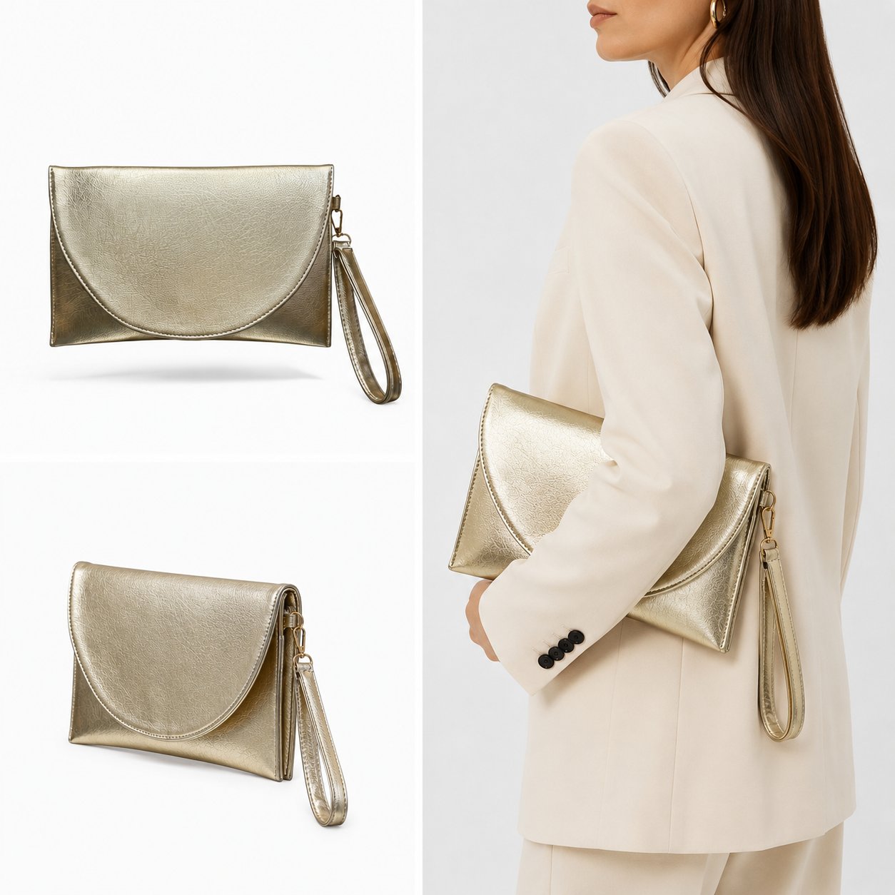 Muse Kadın Clutch Çanta Gold