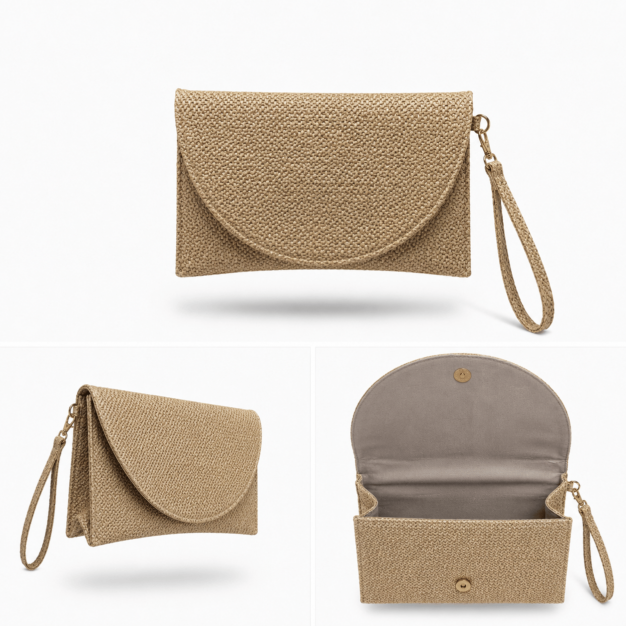Muse Kadın Clutch Çanta Hasır Görünümlü Suni Deri