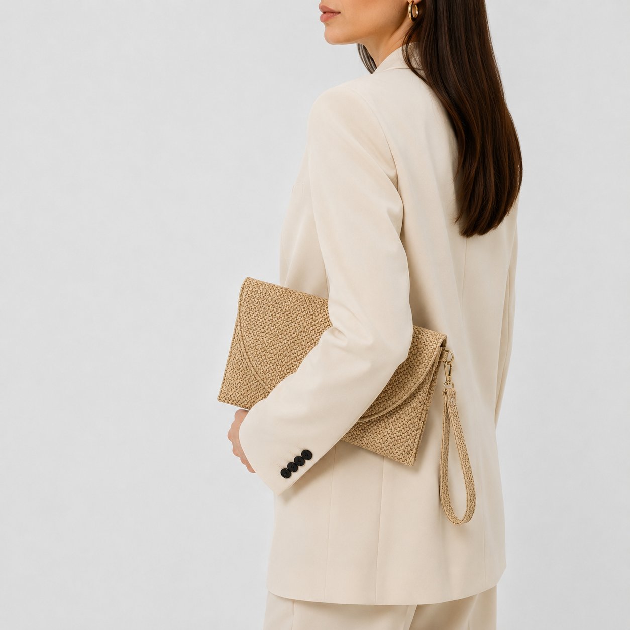 Muse Kadın Clutch Çanta Hasır Görünümlü Suni Deri
