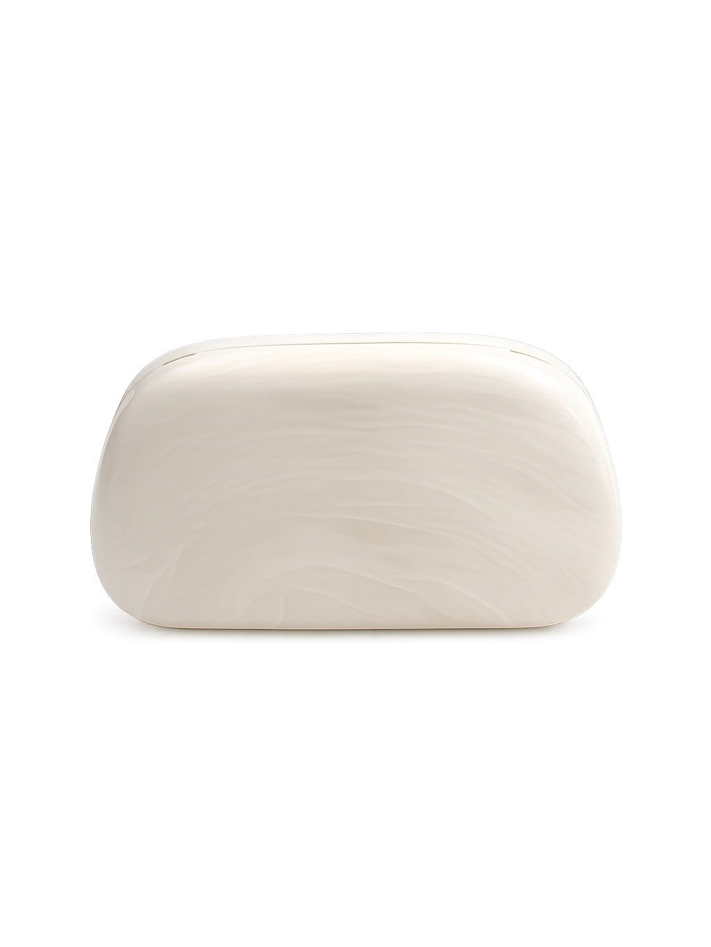 Ring Oval Tutma Detaylı Clutch Abiye Çanta Beyaz