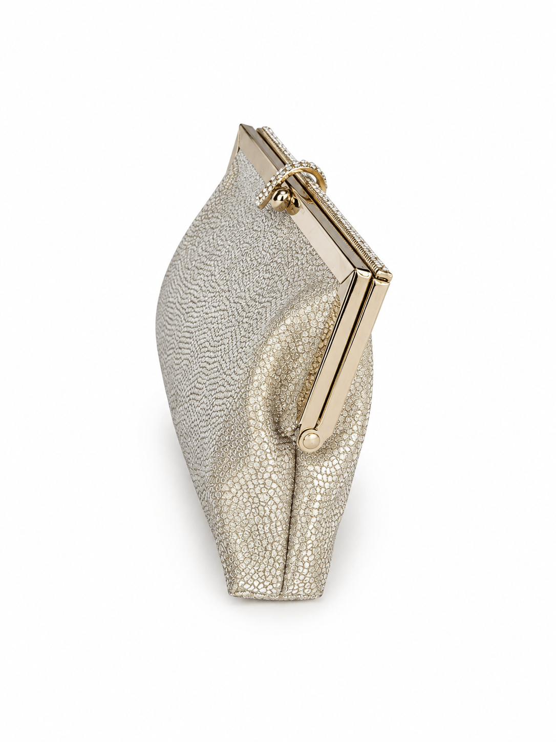 Roselle Desenli Simli Clutch Abiye Çanta Gold
