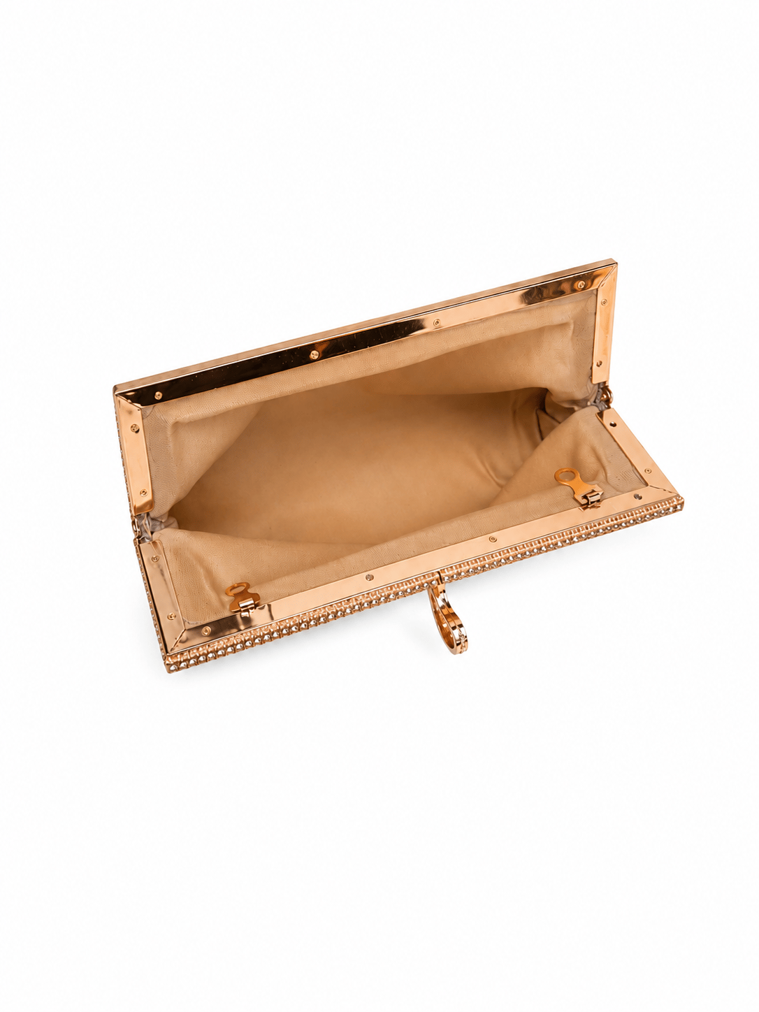 Roselle Desenli Simli Clutch Abiye Çanta Pudra
