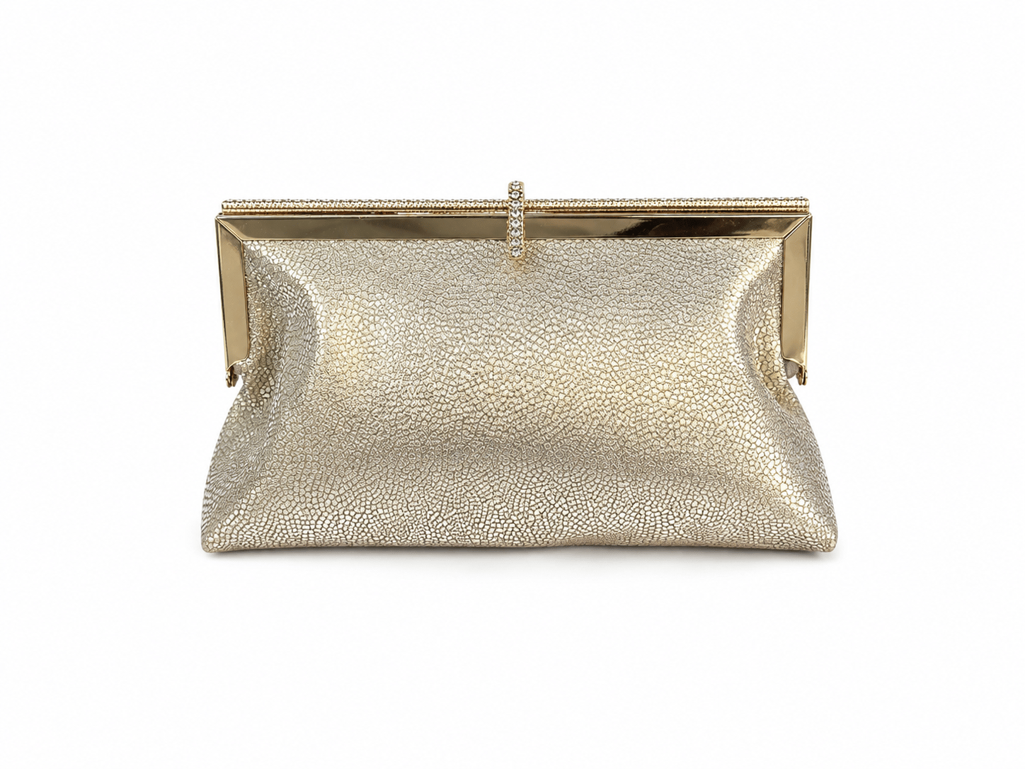 Roselle Desenli Simli Clutch Abiye Çanta Gold