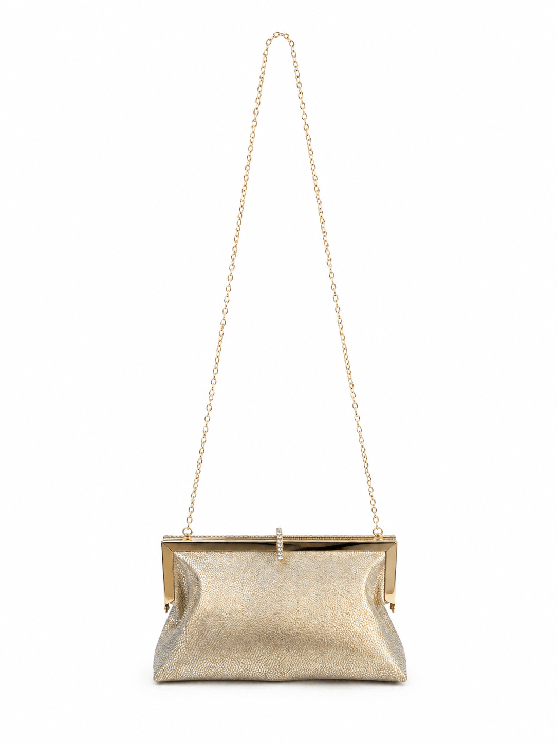 Roselle Desenli Simli Clutch Abiye Çanta Gold