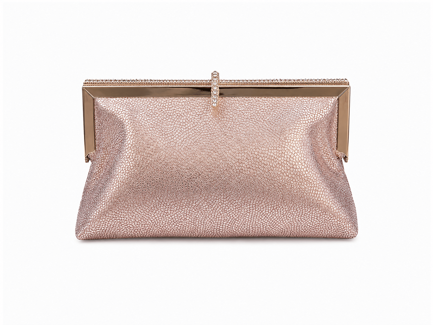 Roselle Desenli Simli Clutch Abiye Çanta Pudra