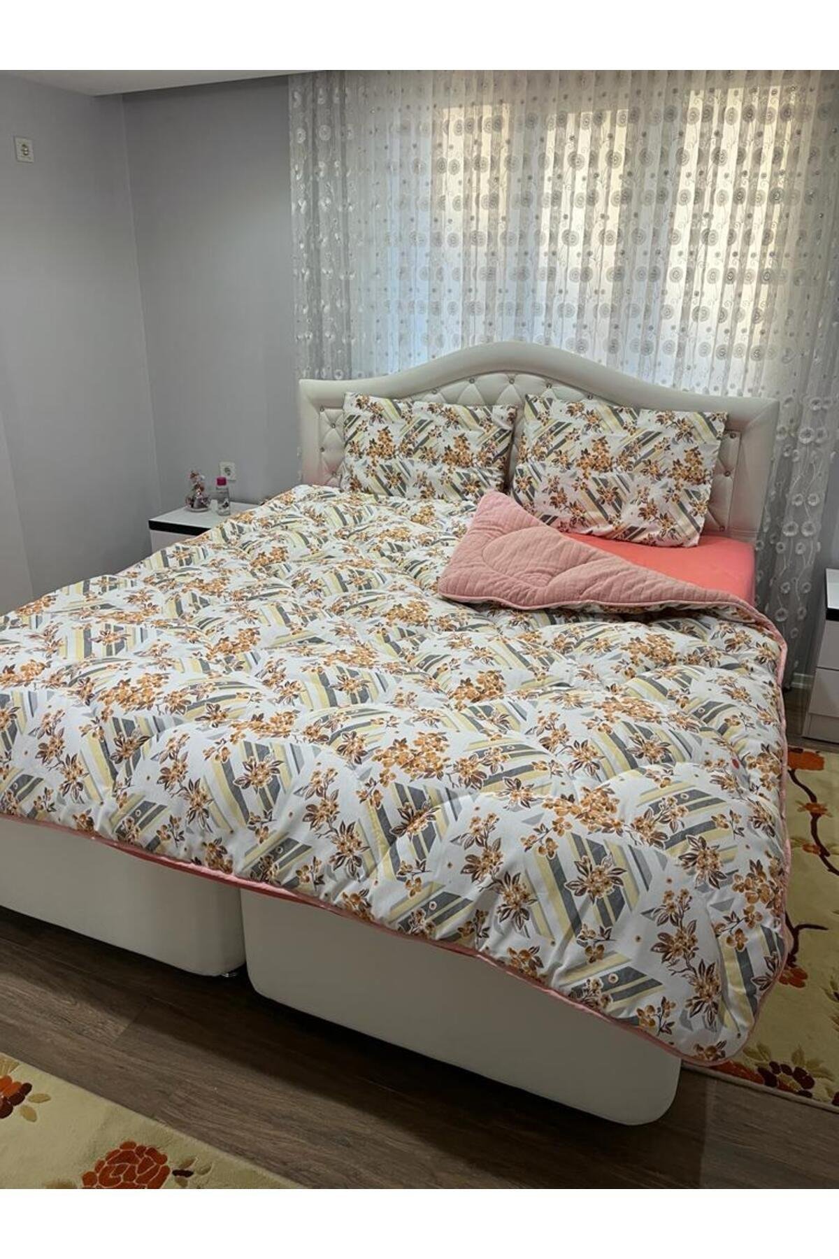 Tek Kişilik Pudra Çizgili Welsoft Yorgan Ve 1 Adet Yastık Kılıfı