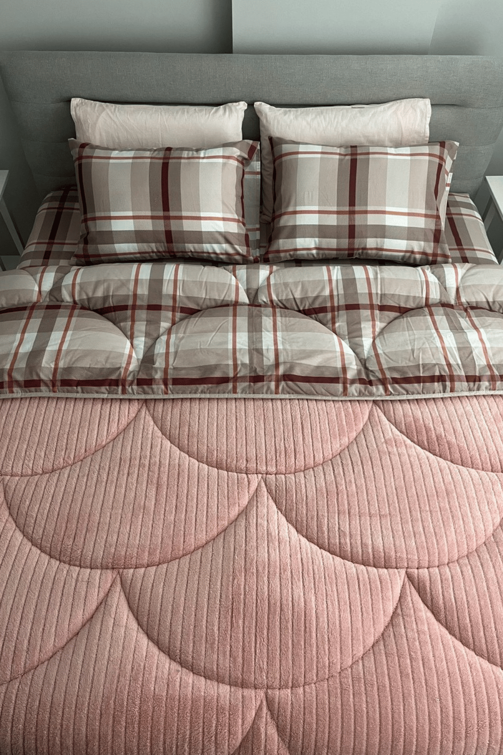 Welsoft Dreamtek Battal(KİNG) Boy Uyku Seti Çarşaflı(EKOSE)- Pudra 230x260 Cm