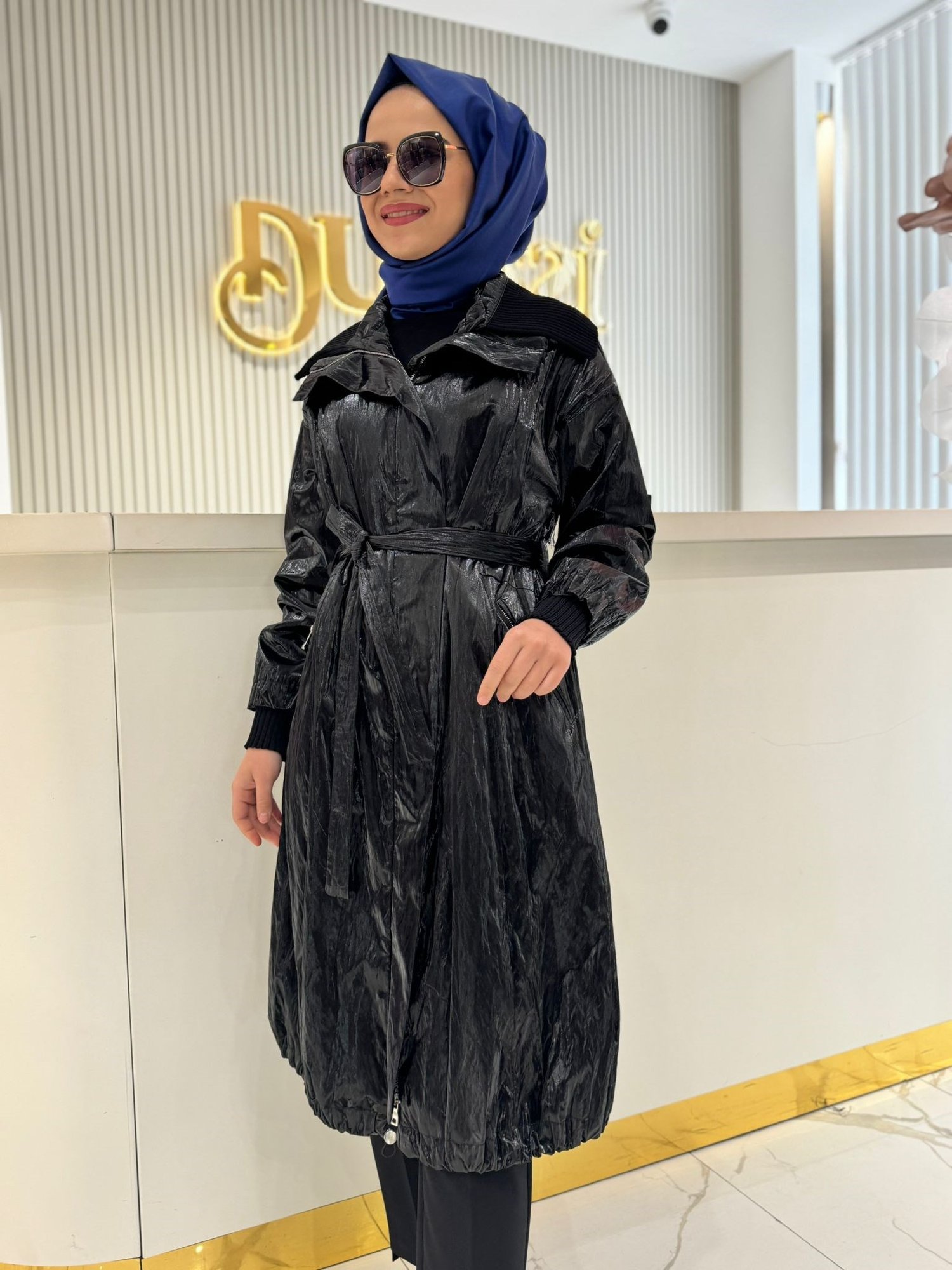 38401 Trençkot  - SİYAH