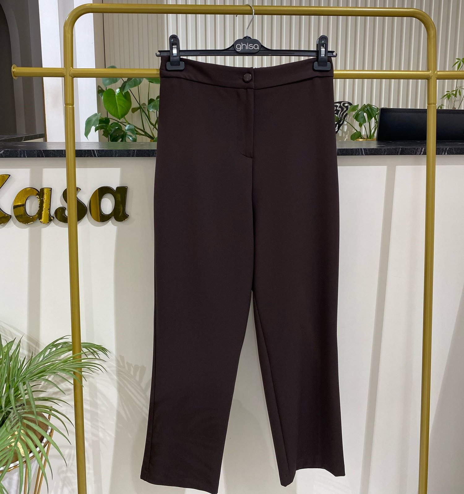 Arkası Lastikli Tek Düğme Rahat Pantolon 5405 - KAHVE