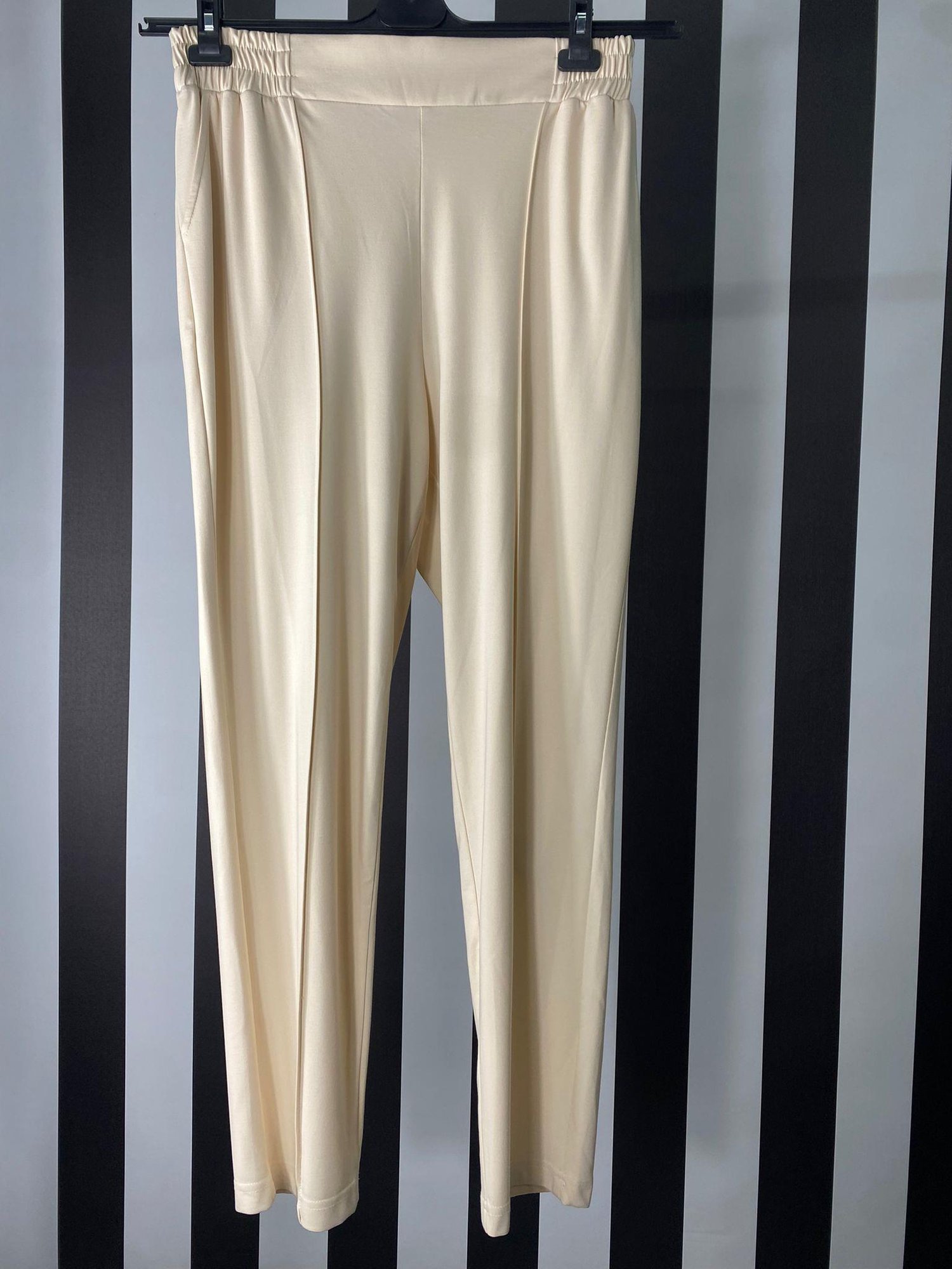 Bambu Önden Dikişli Pantolon 8407 - Beyaz