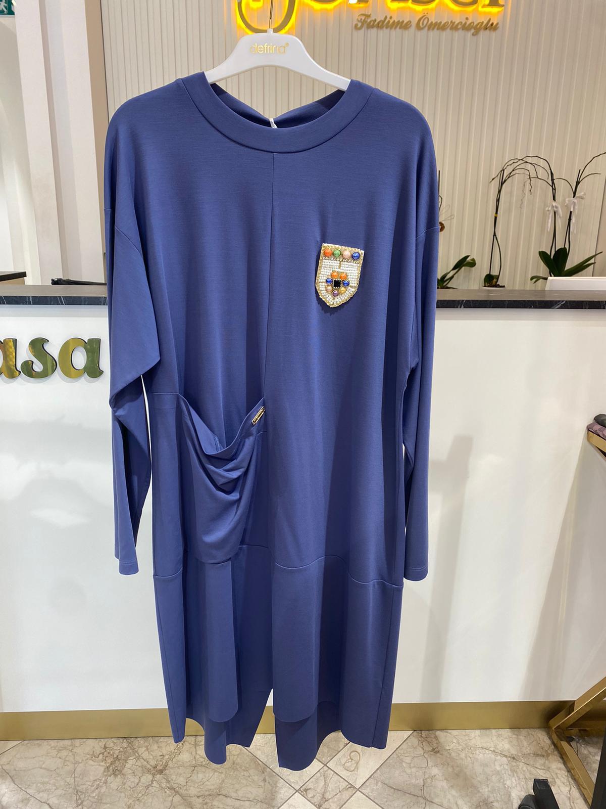 Çapraz Tunik 31015 - indigo mavi