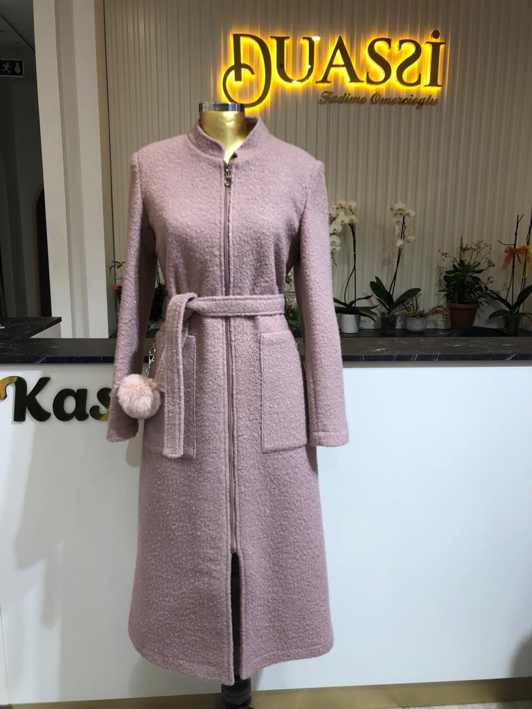 Cep Detaylı Bukle Kaban 6000 - Pudra