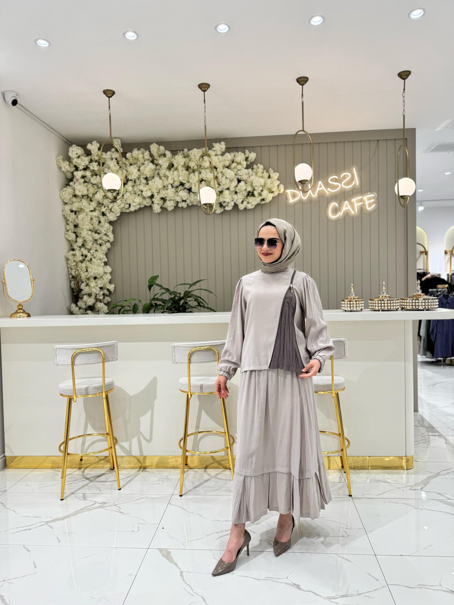 Ceremony  Bluzu Garnili Omuzdan Femuar Detaylı Verona Etekli Takım 5926-T - TAŞ
