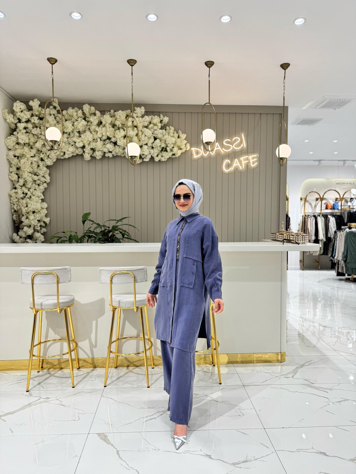 Ceremony Boncuk İşlemeli Takım 5106-İ - İNDİGO