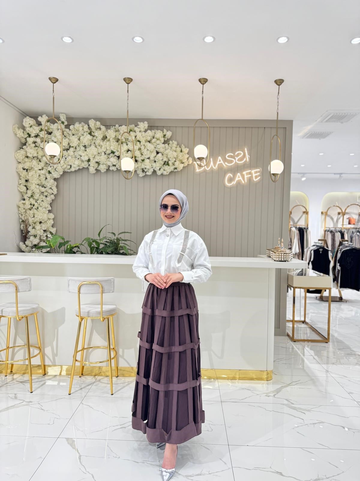 Ceremony  Pasıon Kafes Detaylı Dubaı Etek 5614-S - KAHVE