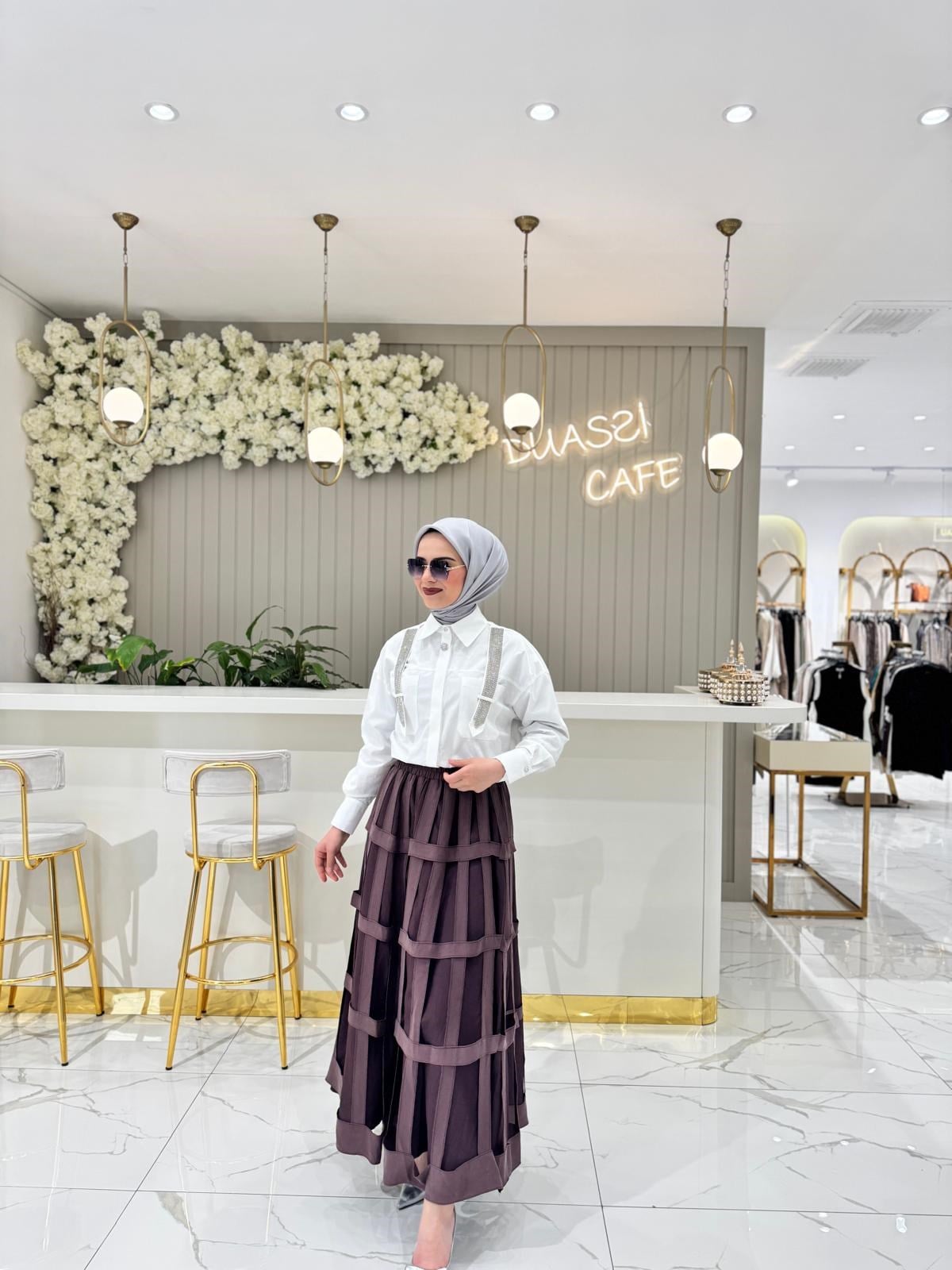 Ceremony  Pasıon Kafes Detaylı Dubaı Etek 5614-S - KAHVE