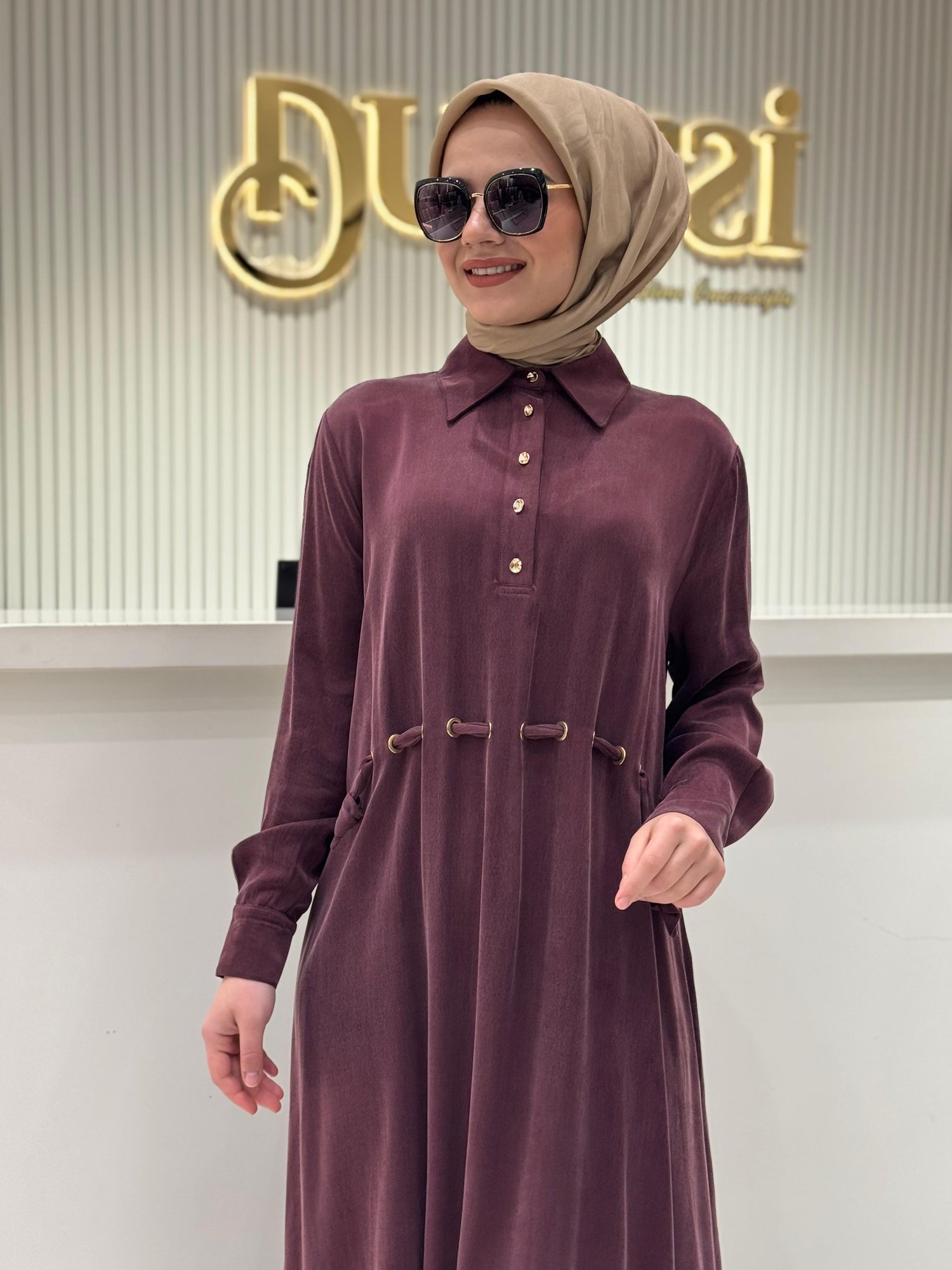 Clande 5007 Elbise  - BORDO
