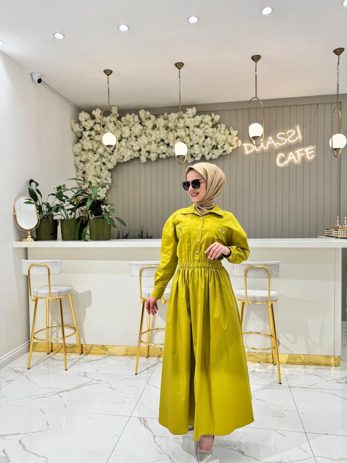 Clande 5010 Elbise  - ASİT YEŞİLİ