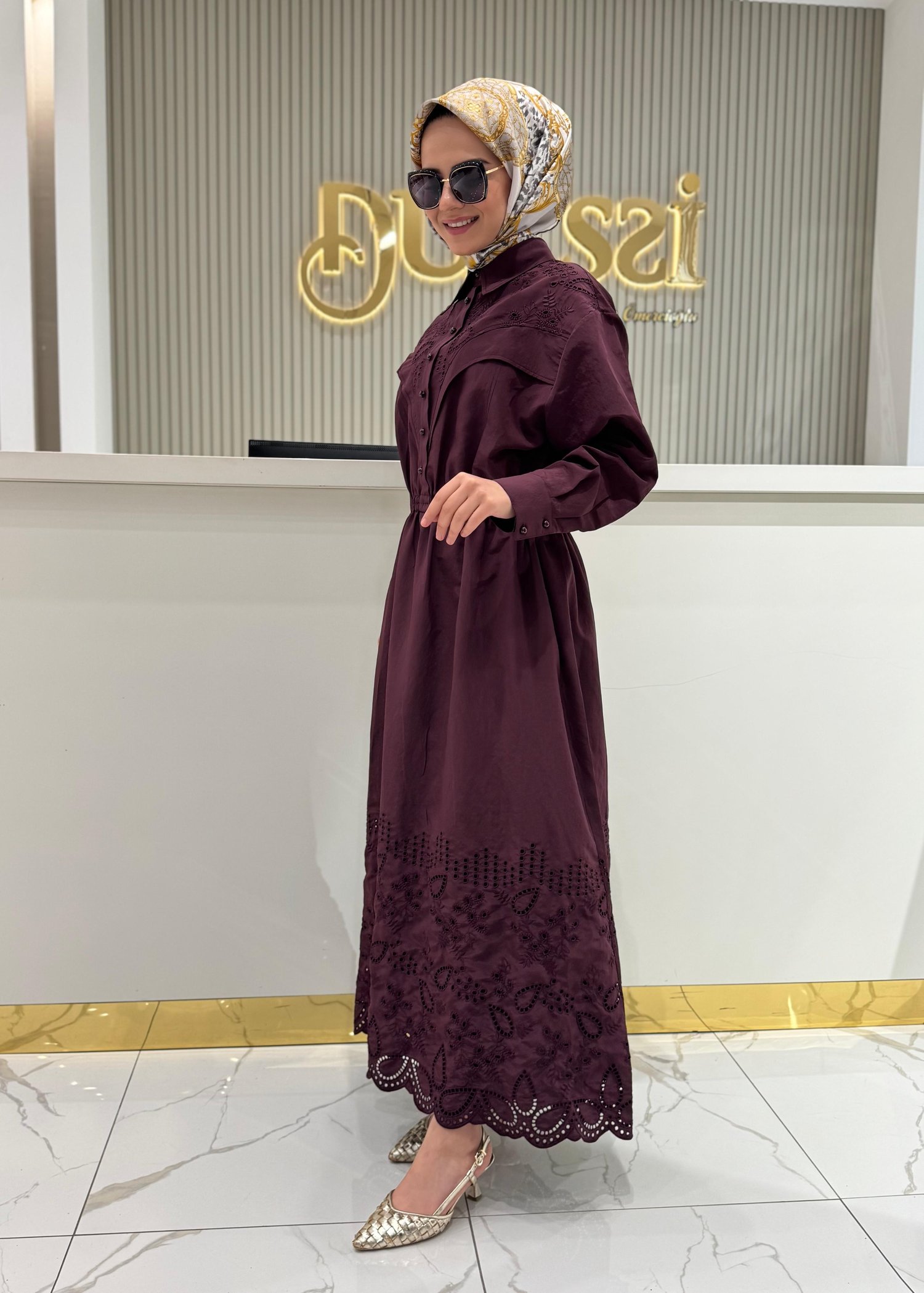 Clande 5023 Elbise  - Bordo