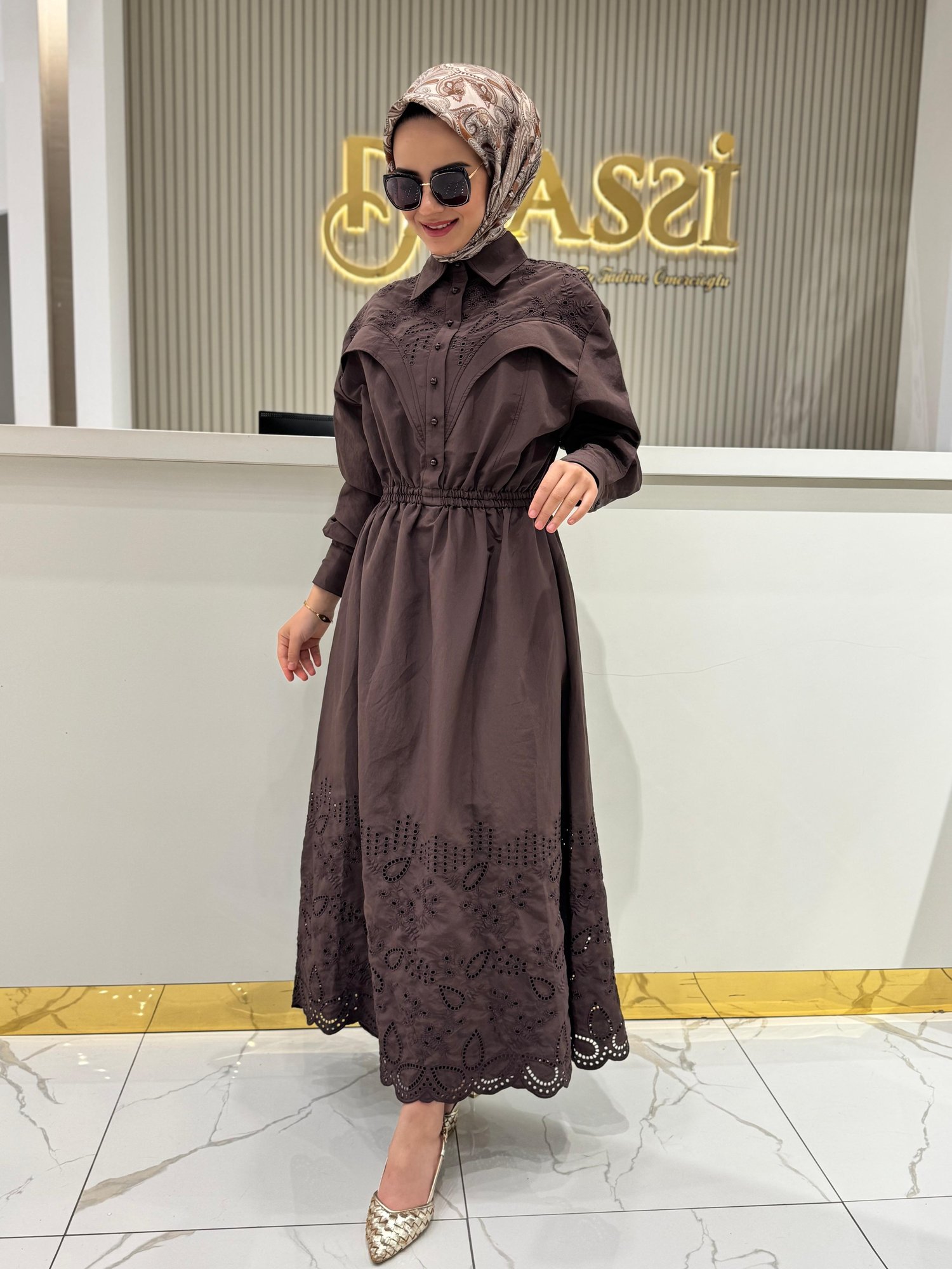 Clande 5023 Elbise  - KAHVE